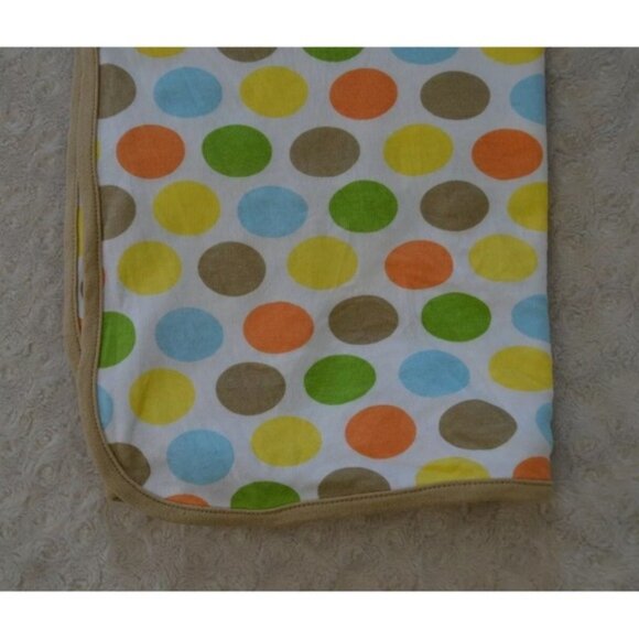 Just One Year Carter's Polka Dot Baby Blanket Circle White Tan Green Blue Yellow - Picture 1 of 6
